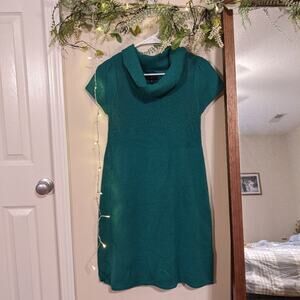 R&K originals green sweater cowl neck dress